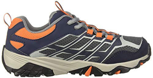 Merrell Moab Fst Low Waterproof Hiking Sneaker, Navy/Grey/Orange, 2 Us Unisex Big Kid #TOP5