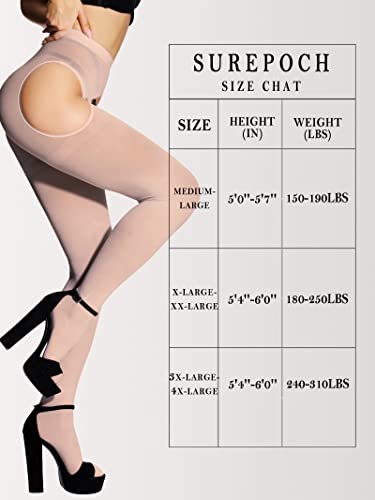 Image of SUREPOCH Suspender Tights for Women Plus Size Garter Belt White Control Top Pantyhose