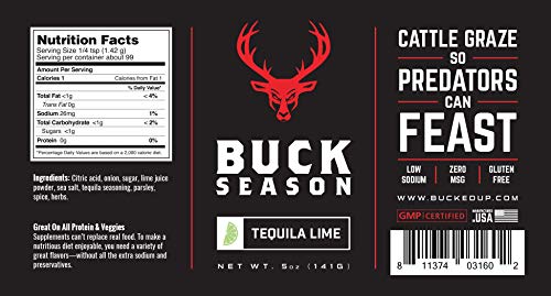 Buck Season - Low Sodium, No MSG, Gluten Free, All Natural, Gourmet Healthy Meal Prep Seasoning (Tequila Lime)