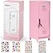 Svartur Mini Locker with Lock & Keys, Stickers, Metal Small Locker for Desktop, Girls Lockbox Desktop Storage Organizer, Money Safe and Cash Lock Box for Girls Safe, Pink