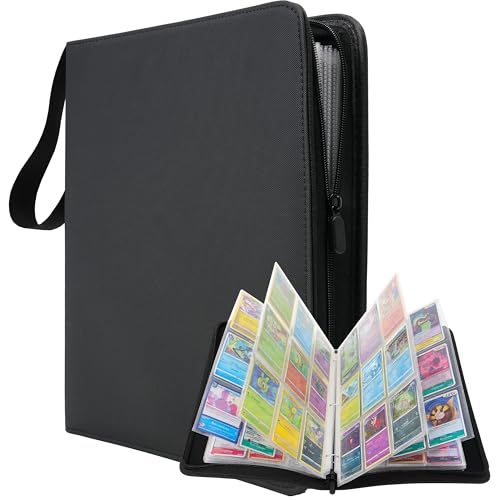 DISTOCK Classeur cartes Pokémon – Classeur Pokémon grand format, 9 poches par page, capacité jusqu’à 900 cartes, 50 feuilles, couverture en cuir imperméable