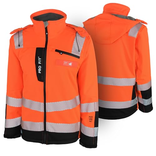 PRO FIT Winter Warnschutz-Softshelljacke neonorange/schwarz in Gr. XL - reflektierende Arbeitsjacke - EN ISO 20471 Kl.3 - wasserabweisend & winddicht