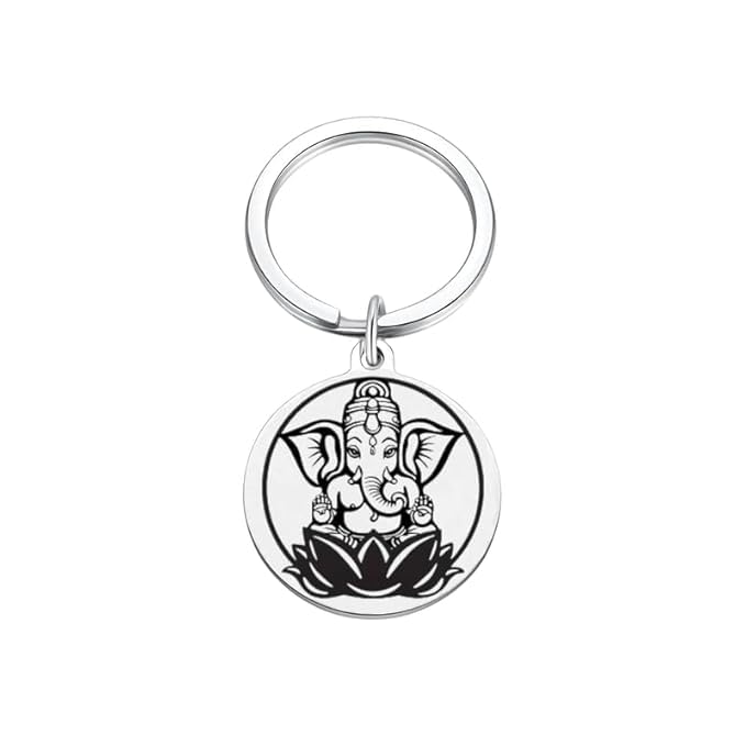 Porte-clés Ganesh en acier inoxydable pour clé de voiture