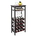 Homfa Bamboo Wine Rack Free Standing Wine Holder Display Shelves with Glass Holder Rack, 16 Bottles Stackable Capacity for Home Kitchen, Retro Color