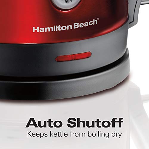 Hamilton Beach Electric Tea Kettle, Water Boiler & Heater, 1.7 L, Cordless, Auto-Shutoff And Boil-Dry Protection, Red #TOP3