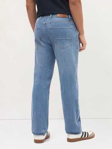 Image of Urbano Fashion Men's Straight Fit Washed Denim Jeans Stretchable