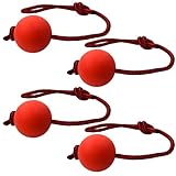 4 Pcs Rope Balls for Dogs, Solid Rubber Chew Toys, Ball on a Rope for Large Dogs and Medium Pets, Interactive Tug and Fetch Play, Long-lasting Pet Accessories