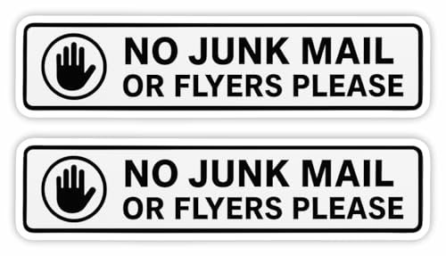 No Junk Mail Sticker for Letterbox Door or Window/Effective Deterrent for Nuisance Junk Mail and Leaflets/Weatherproof Removable & Wipeable / / /