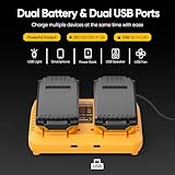 Battery Charger Compatible with Dewalt 12V/20V Battery, 2-Ports Fast Charger Compatible with Dewalt DCB 203 204 205 206 201 120 127 Lithium Battery - Image 2