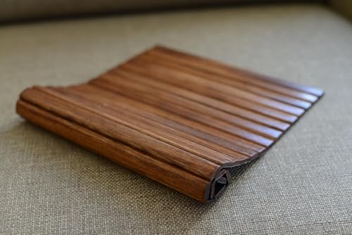 Image of HusNain Wood Foldable Armrest Sofa Tray- Serving Tray Dining Table Rectangular Mat- Armrest Rollable Tray for Office Couch- Multipurpose for Breakfast, Tea Serving, Table Decor (Standard)