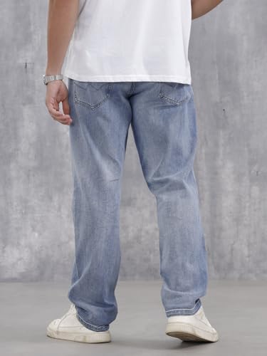 Image of WROGN Men's 100% Cotton Jeans | Solid | Anti Fit