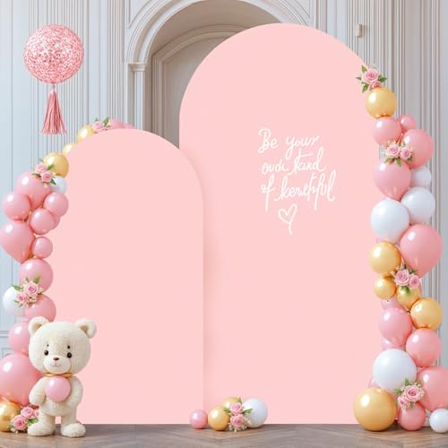 Dusty Rose Arch Backdrop Covers - 7.2FT, 6FT Spandex Fitted Wedding Arch Stand Covers Round Top Chiara Stretchy Arch Backdrop Cover for Wedding Birthday Party Decoration