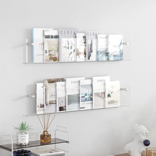 Soporte de pared acrílico para folletos y revistero transparente de 120 cm pack de 2 5