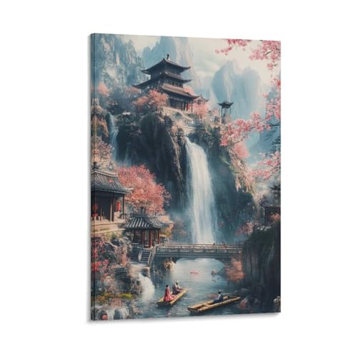 Tableau cerisier de cascade impression sur toile déco salon 40x60cm
