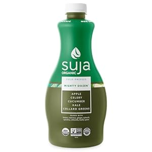 Suja Organic Cold-Pressed Mighty Dozen, Green Juice with Celery, Cucumber, Kale, Collard Greens, Apple & Lemon, Vegan, Plant-Based & USDA Certified (46 Fl Oz)