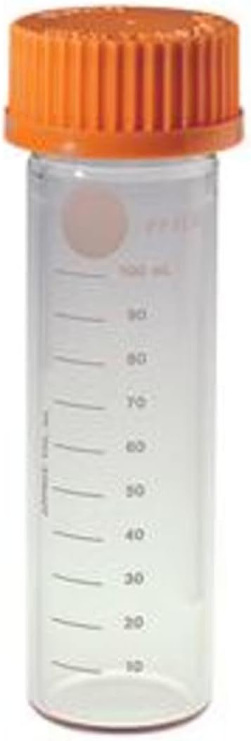 Borosilicate Glass Cylindrical Flat Bottom Long Hybridization Tube with Screw Cap and O-Ring, 150mm L (Case of 2)