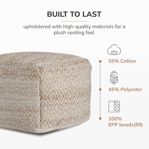 Anji Mountain Pouf Ottoman Foot Rest, Handmade Ottoman Pouf, Comfortable Foot Stool, Decorative Floor Seating for Living Room Decor, Bedroom & Home Décor Accent - Sandstone by Anji Mountain - Image 4