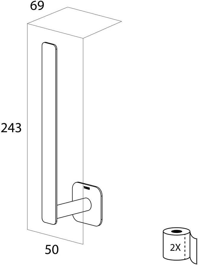 Tiger Colar Spare Toilet Roll Holder, Mounting Without Drilling, Stainless Steel Brushed, 5x24,3x6,9 cm