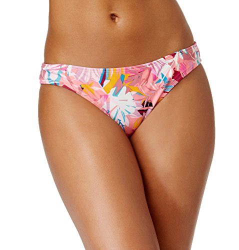 Hula Honey Women's Palm Breeze Floral-Print Cheeky Bikini Bottom (Pink, Medium)