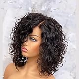 Short Loose Curly Bob HD Invisible 13X6 Lace Front Human Hair Wigs for Women Pre Plucked Brazilian Loose Water Wave Glueless Transparent Lace Frontal Wig Human Hair with Baby Hair Bleached Knots 8