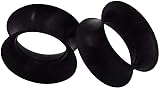 Generic 1 Pair (2pcs) Silicone Earskin Tunnels Double Flare Gauges Super Ultra Thin Soft Flexible Flesh Plugs 1042 (7/16' (11MM), Black)