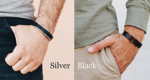 Mens Steel Bracelet Cuff With Leather Inlay Stainless Steel Bracelet, Bachelor Party Favor, Genuine Leather Wristband, Mens Leather Bracelet Open Cuff, Silver Color Cuff #TOP5