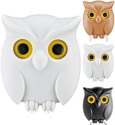 DHliIQQ Night Owl Magnetic Wall Key Holder,Owl Key Holder Self Adhesive Wall-Mounted Keychains Hook Key Hangers Key Racks Hanging The Key The Owl Will Open Its Eyes