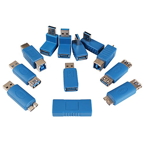 USB 3.0 Adapter Couplers Toolkit Type A to B or MicroB or Mini and Male to Female Adapters