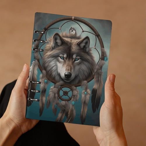 Carnet de notes A5 à anneaux planificateur rechargeable journal loup 3D - 7