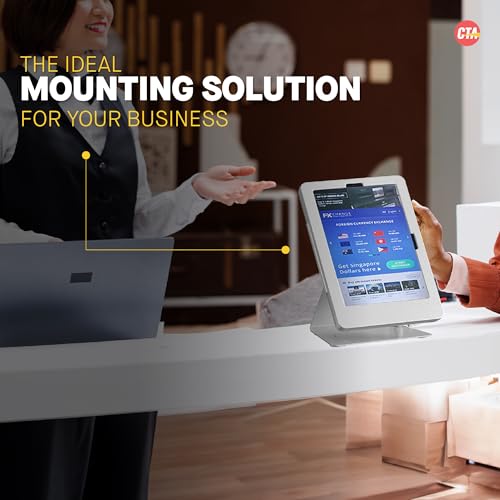 Image of Desktop Anti-Theft Stand - CTA Kiosk Stand with Stylus, Tether, and Aluminum Enclosure for iPad 11th Gen A16 11 inch - 10th Gen 10.9 inch - Air 4th & 5th Gen - 11 inch Pro & More - White (PAD-DASB109W)