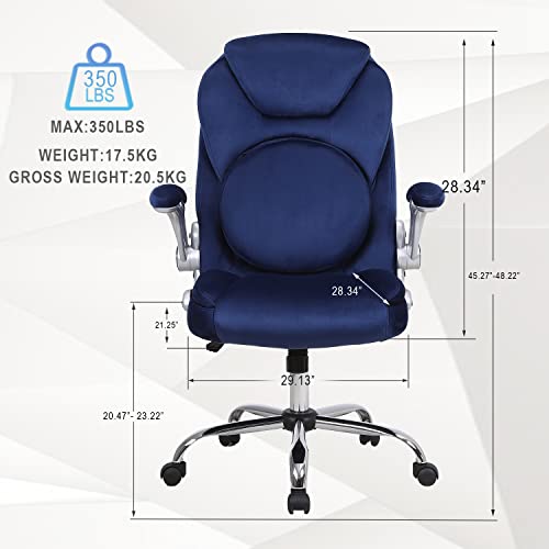 Reficcer Velvet Office Chair, Home Executive Chair With Lumbar Support,90-120°Rocking Ergonomic Computer Desk Chair With Flip-Up Armrs, High Back Swivel Computer Chair, Adjustable Height #TOP1