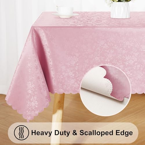 Image of Smiry Rectangle Table Cloth, Waterproof Heavy Duty Vinyl Tablecloths, Wipeable Washable Table Cover for Kitchen and Dining Room (Dirty Pink, 60 inch X 120 inch)