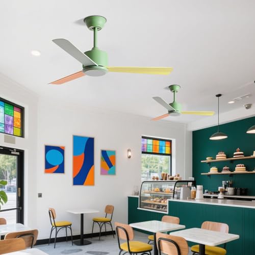 Ventilateurs de plafond colorés sans éclairage à 6 vitesses avec télécommande - 6