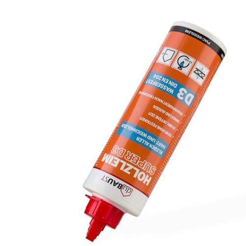 dubaust WOD24 Schnelltrocknender D3 Holzleim, wasserfest, für Hartholz und Weichholz, weiss - nach dem Aushärten transparent (1, 500g Flasche)