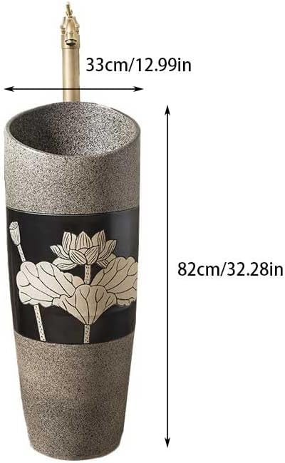 Pedestal Sinks Ceramic Column Sink Household Small Apartment Floor-Standing Wash Basin Balcony Outdoor Pool Bathroom (A)