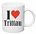 Reifen-Markt Kaffeetasse I Love Trittau Keramik Höhe 9,5cm ? 8cm in Weiß
