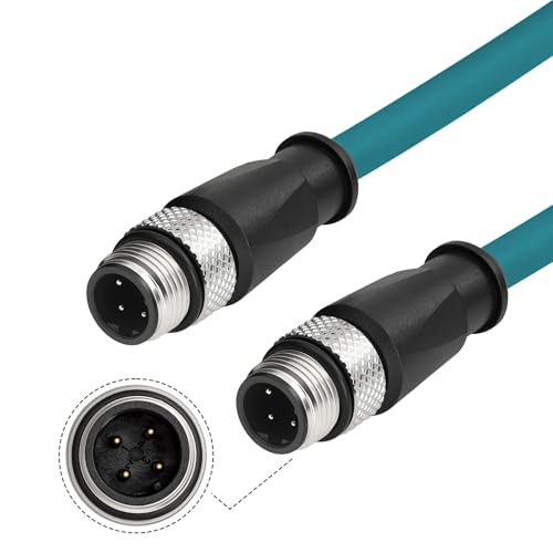 Cable Ethernet M12 de 4 pines con blindaje Gigabit Cat5 para cámaras de visión industrial 1m