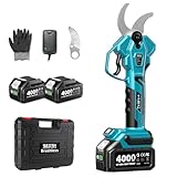 SEESII Forbici Potatura a Batteria 40 mm – Forbici Elettriche con 2× 4000mAh Batterie, Lama SK5, Motore Senza Spazzole, Schermo LCD, per Frutteti, Paesaggistica e Giardinaggio Professionale, CS440