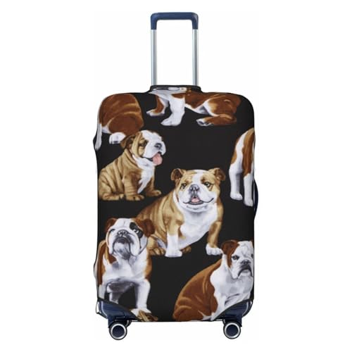 English Bulldogs Print Suitcase Cover Luggage Protector Washable Elastic Fashionable Travel Gear Cover