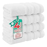 American Soft Linen Luxury Hand Towels for Bathroom, 100% Cotton Turkish 4 Piece Hand Towel Set, 600 GSM Hand Face Towels for Kitchen, White Hand Towels