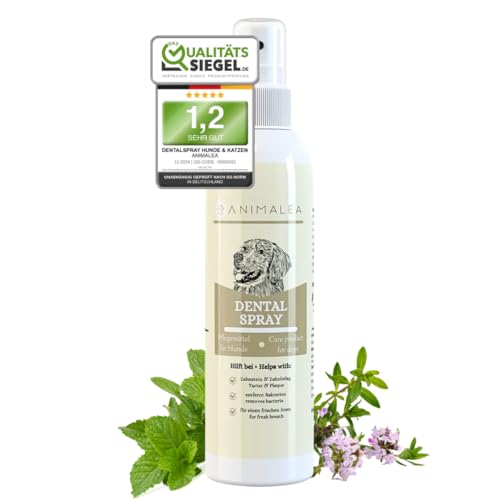Animalea Dentalspray für Hunde & Katzen -150 ml - Zahnspray – 100% natürlich, effektiv gegen Zahnstein, Mundgeruch, Plaque - zur Zahnreinigung & Zahnsteinentfernung, frischer Atem - Zahnpflege Hund