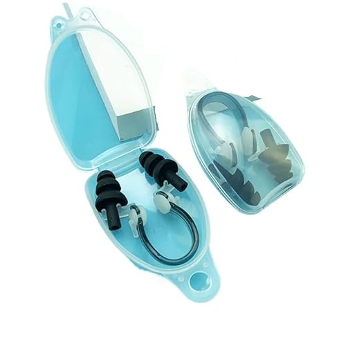 Swimming Nose Clip & Ear Plugs Set Waterproof Silicone Swimming Earplugs Nose Clip Plugs Ear & Nose Protector Swimming Sets Plugs Earplugs Ear Nose For Swimming Diving Snorkeling Water Sports Beach(Bl