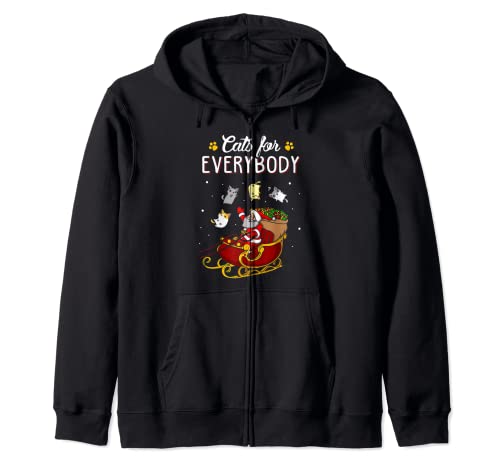 Cats For Everybody - Sudadera de manga larga con diseño de gato navideño Sudadera con Capucha