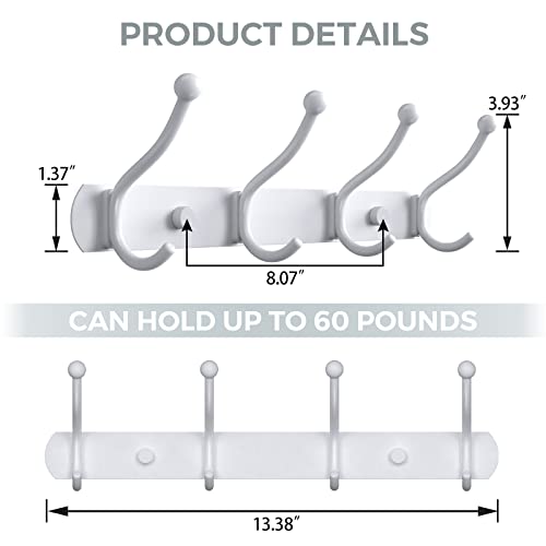 Coat Rack Wall Mount, Wall Hooks For Hanging 4 Wall Hooks （2Pcs） #TOP6