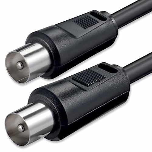TECHZOCO Cable antena TV macho macho, cable coaxial antena TV, Cable antena TV recto, Cable televisión, decodificador, 70dB, HDTV, DVB-T2, DVB-C, DVB-S, TV y Radio, 75 Ohm, Negro, 1.50 Metros