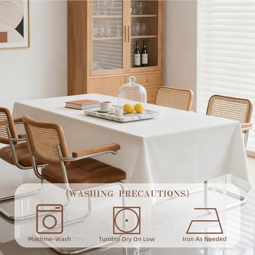 WIGENIUS 2 Pack White Table Cloth Rectangle Tablecloths 70X120 Inch,Polyester Table Cloth for 8 Foot Rectangle Tables,Wrinkle Resistant Washable Fabric Table Covers for Party,Wedding Banquet by WIGENIUS - Used condition - Image 4