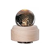 ★ Esta caja de música de la bola de cristal 3D es romántica para niños y adultos.Se reproduce la melodía inspiradora del castillo en el cielo, deja ir, escamoteado elegir uno.El Principito con la base de madera girará cuando la música está encendido.