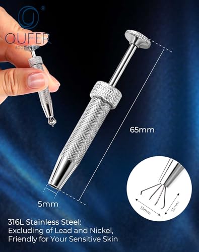 OUFER Pince pour Piercing Bijou Acier Chirurgical Aiguille Guide de Perçage Pince pour Billes Outil de Piercing pour Ouvrir et Changer Accessoires de Kit pour Oreille, Nez, Lèvre – vue 8