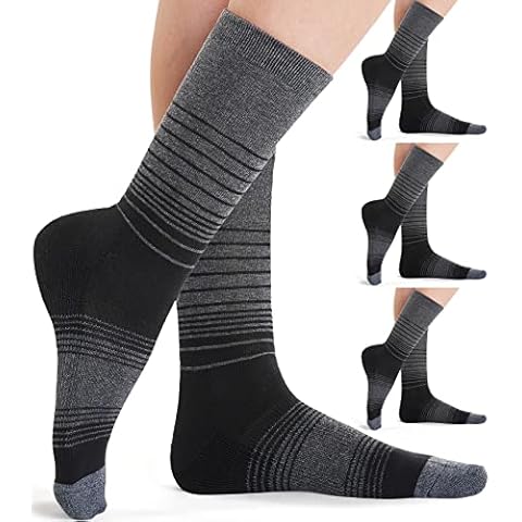 Fitrell 4 Pack Women's Merino Wool Hiking Socks Cushioned Warm Winter Thermal Walking Crew Boot Socks, Black*4, Medium Cover