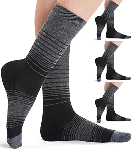 Fitrell Lot de 4 paires de chaussettes de randonnée en laine mérinos pour femme, 4 noirs., Medium Cover